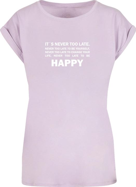 Produktbild Merchcode Ladies Never Too Late Extended Shoulder Tee - 111665 (S)