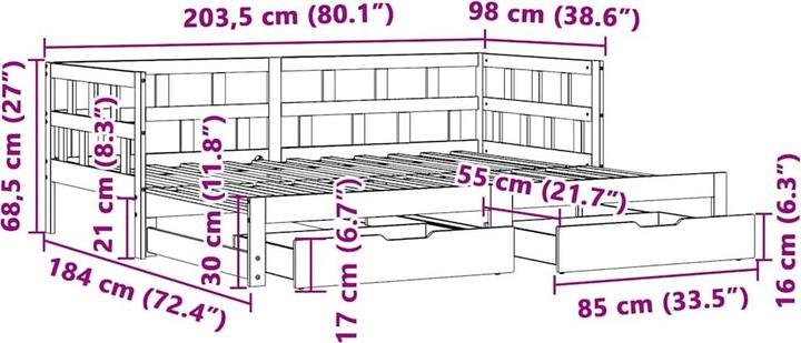 Actual product image vidaXL ausziehbares Tagesbett