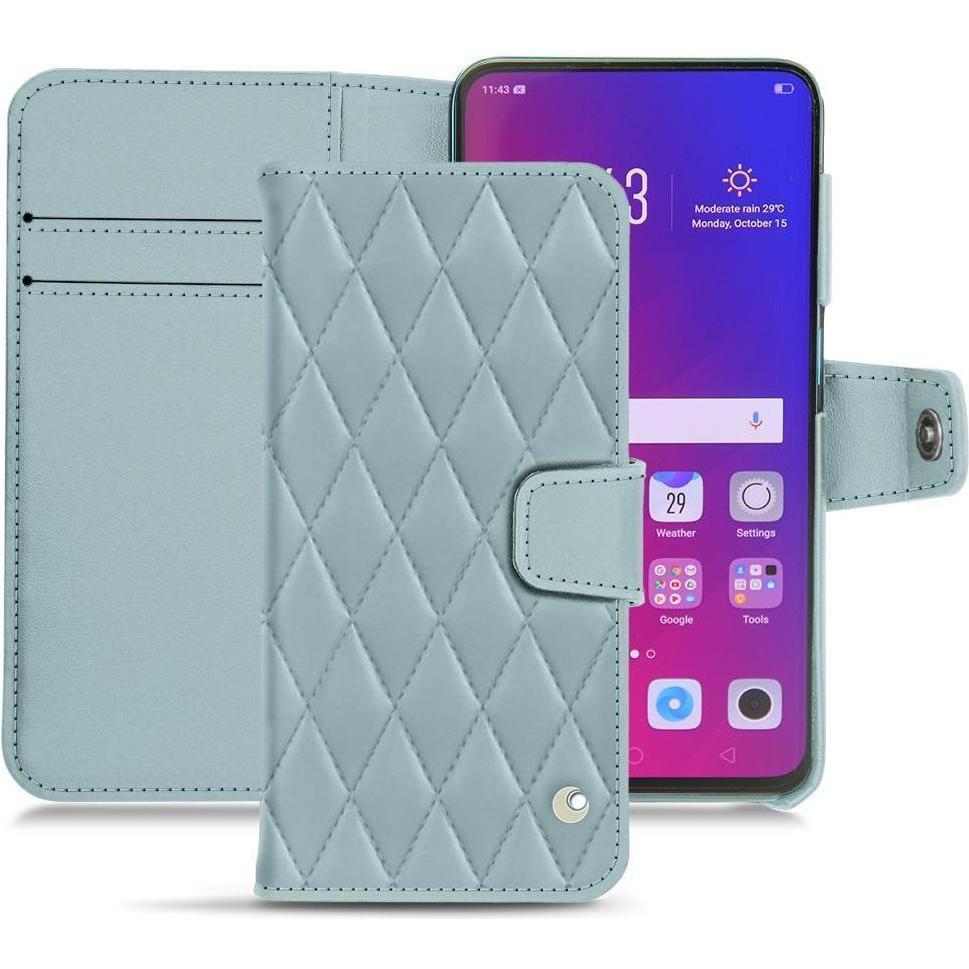 Noreve Lederschutzhülle Wallet (Oppo Find X), Smartphone Hülle, Blau