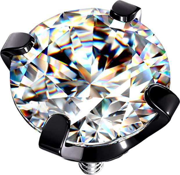 Immagine prodotto Star Piercing Ancoraggio dermico con cristallo nero e argento (senza ottone, Acciaio chirurgico 316L)