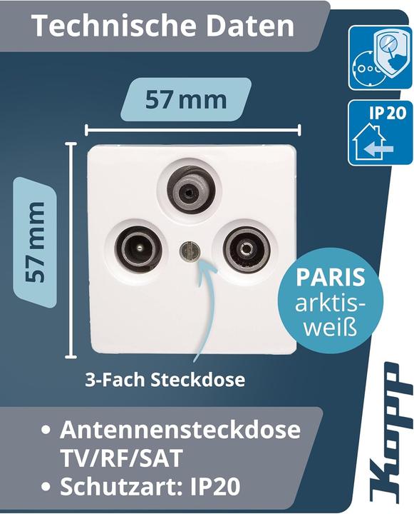 Actual product image Kopp Insert TV, radio, SAT socket Paris White 921402082