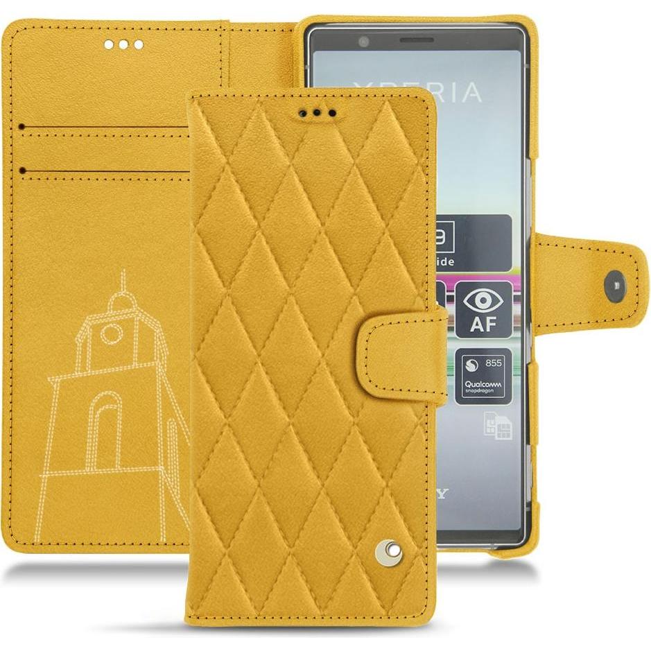 Noreve Lederschutzhülle Wallet (Sony Xperia 5), Smartphone Hülle, Orange