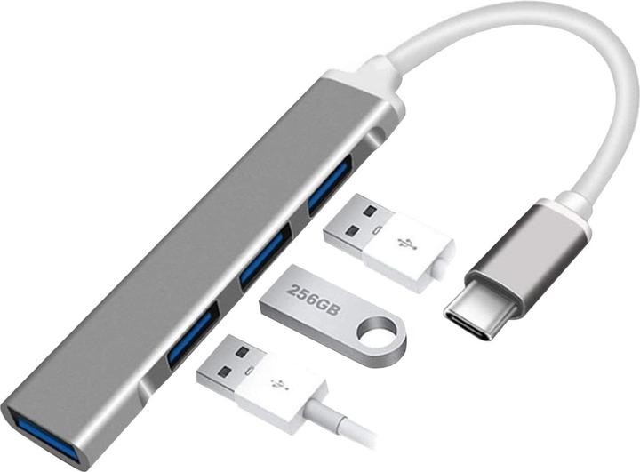 Immagine prodotto JTI Hub USB-C con 4 porte - argento (USB-C, 4 Porti)