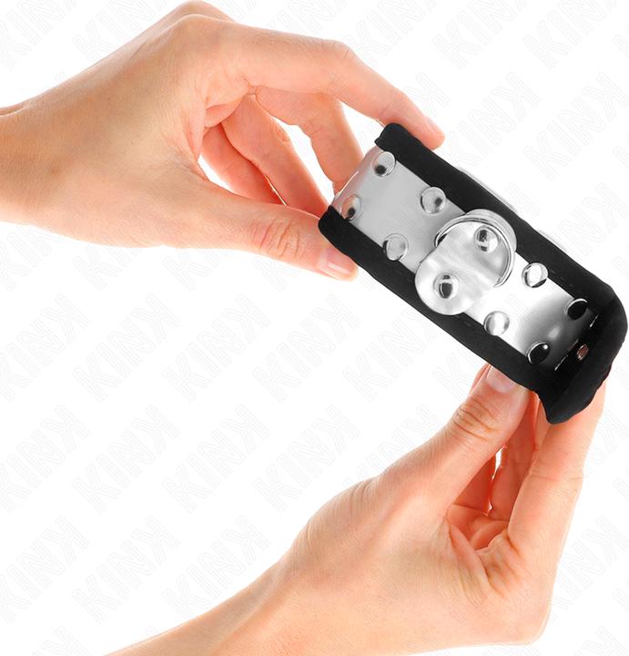 Actual product image Kink THIN Wrist Cuffs BLACK/SILVER 30 X 4 CM