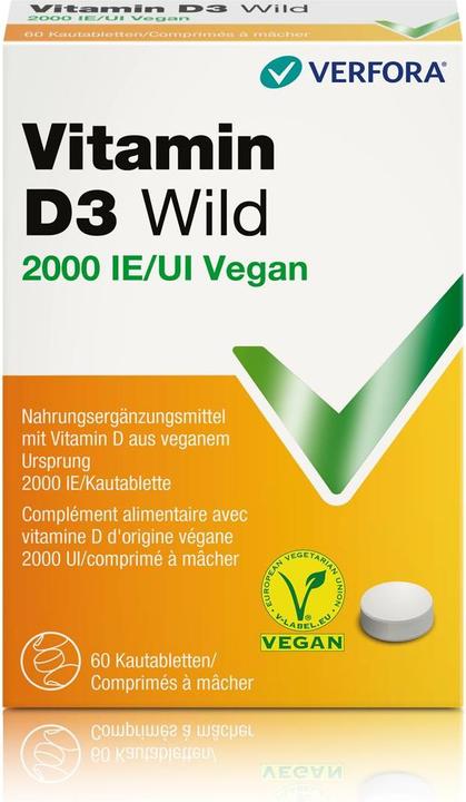 Immagine prodotto Wild Pharma Vitamina D3 Wild Compressa 2000 UI vegana (60 Pezzo/i, Pillole, 20 g)