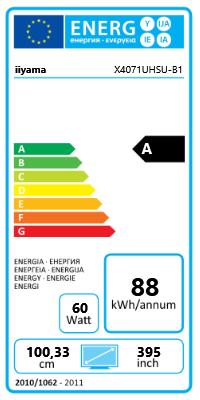 Energie-Label iiyama ProLite X4071UHSU-B1 (3840 x 2160 Pixel, 39.49")