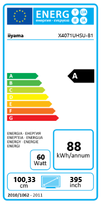 Energy Label iiyama ProLite X4071UHSU-B1 (3840 x 2160 Pixels, 39.49")