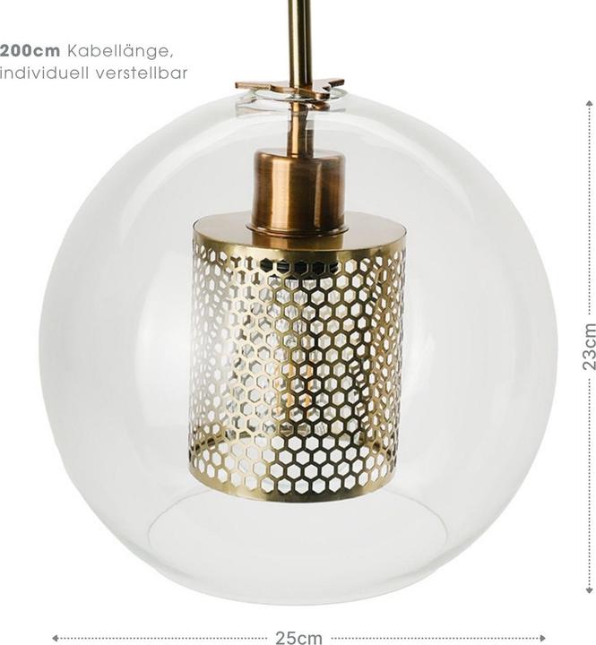 Produktbild Hermex Glas-Deckenleuchte Pendelleuchte Hängelampe Deckenlampe Hängeleuchte (E27)