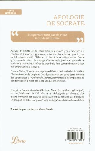 Immagine prodotto Apologie de Socrate (Francese, Platone, 2022)