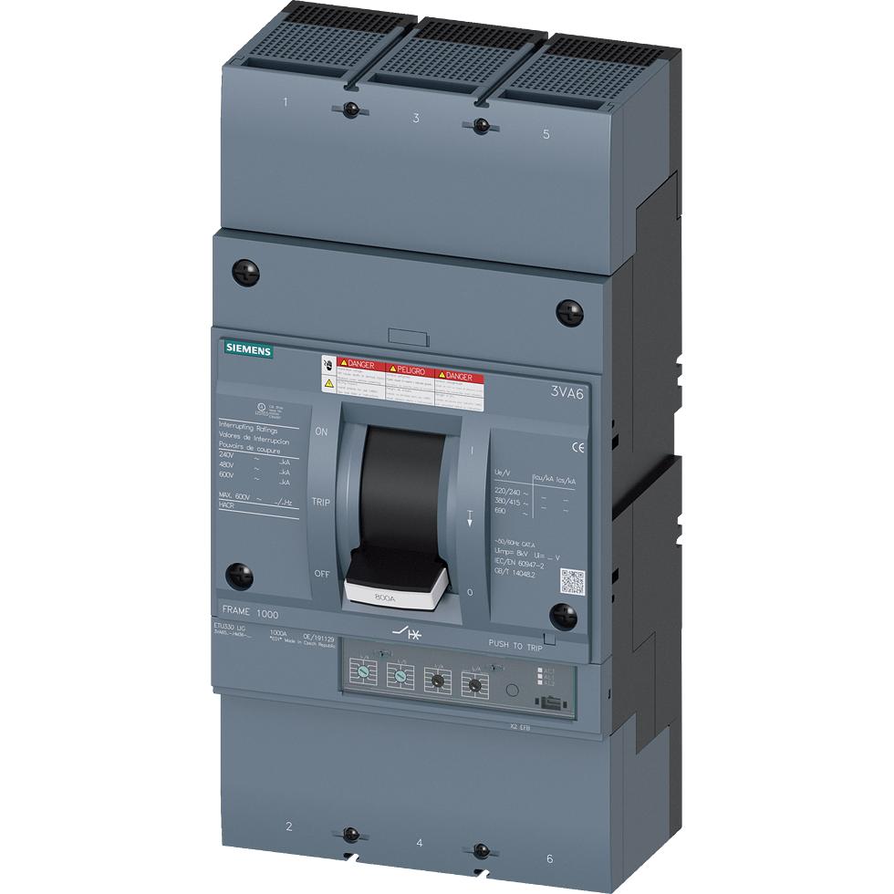 Siemens, Schutzschalter, Leistungsschalter 3VA6 UL Frame 800 Schaltvermögenklasse C 100kA @ 480 V 3-polig 3VA65807HM360A...