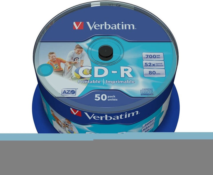 Image du produit Verbatim CD-R, 52x, 700MB, 50 broches, imprimable (50 x)
