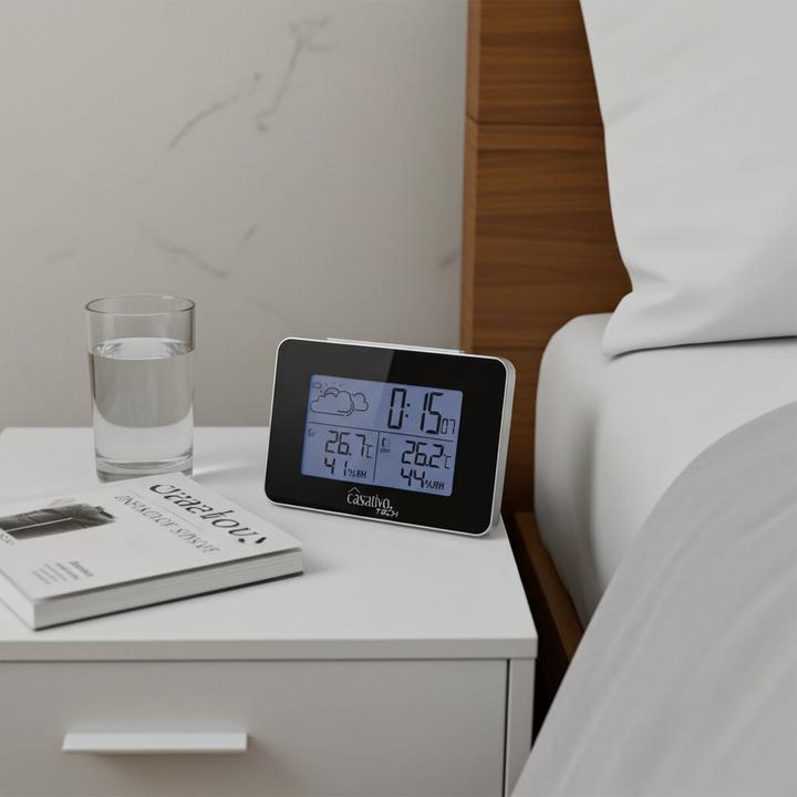 Produktbild Casativo Funk Wetterstation mit Aussensor, Wettervorhersage & Funkwecker