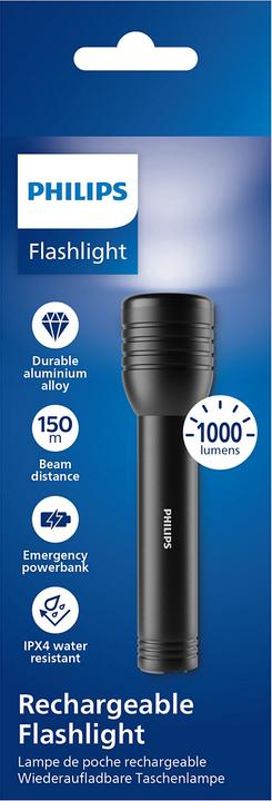 Actual product image Philips Aluminium Rechargeable Flashlight Flashlight 1000 LM (1000 lm)