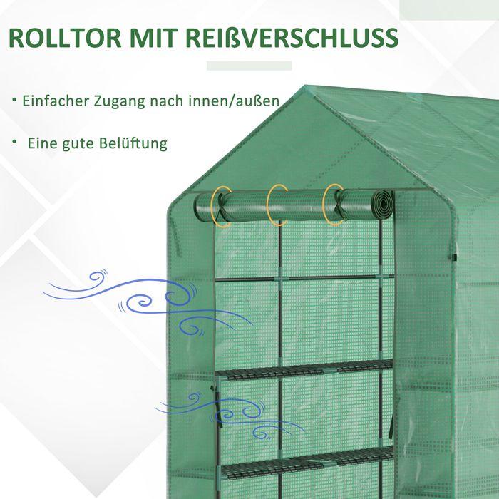 Immagine prodotto Swisshandel24 Serra a 8 ripiani con porta Verde 214 x 143 x 195 cm