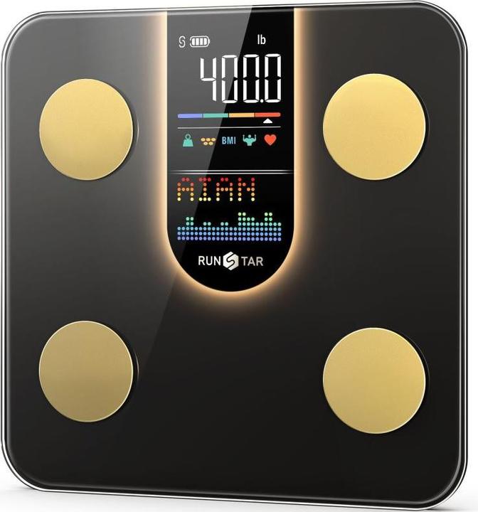 Runstar 4E SmartView Lite Körperwaage, Diagnostik-Personenwaage, schwarz (FG2016LB-B) (180 kg)