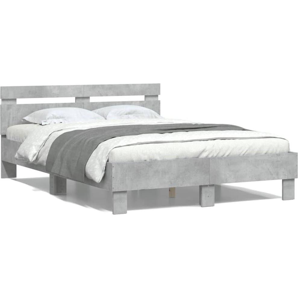 VidaXL, Bett, Bettgestell mit Kopfteil LED-Beleuchtung (135 x 190 cm)