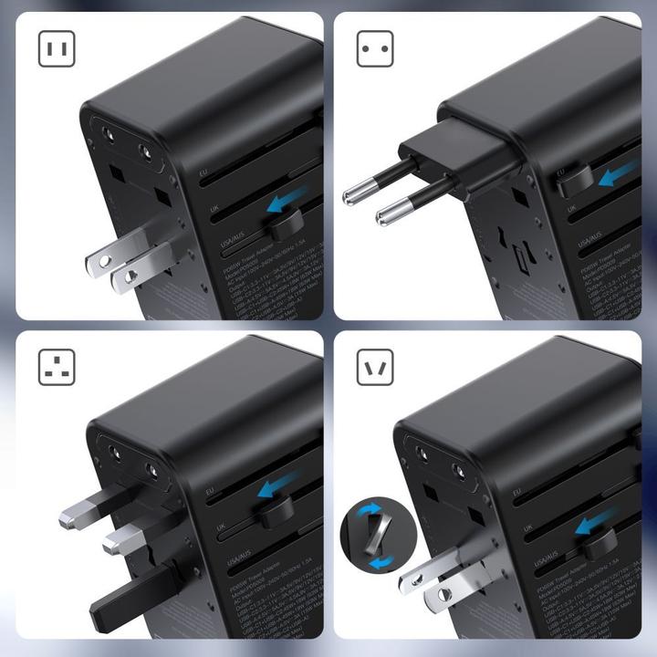 Actual product image Choetech gaN 2 x USB Type C / USB 65W Power Delivery Fast Charger Black (PD5009-BK) (65 W, 3 ports)