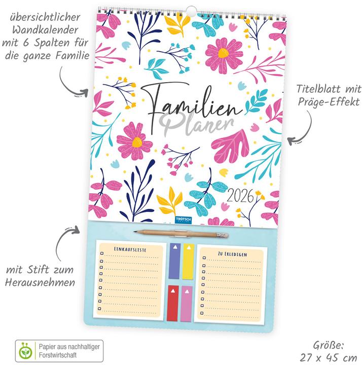 Produktbild Trötsch Verlag GmbH & Co. KG Der grosse Familienplaner 2026 (27 x 45 cm)