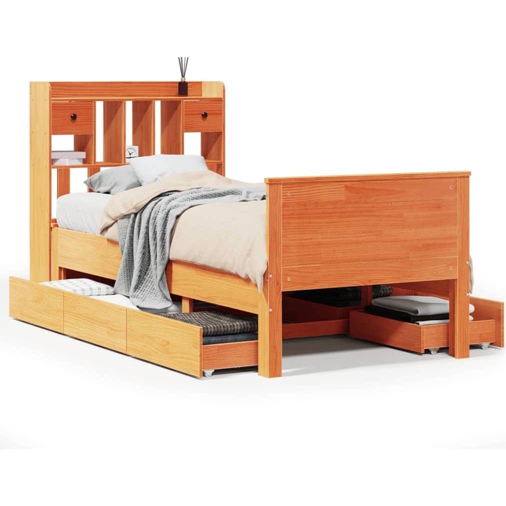 VidaXL, Bett, Massivholzbett Holzbett Bett Einzelbett Bettgestell Wachsbraun 75x190cm (75 x 190 cm)