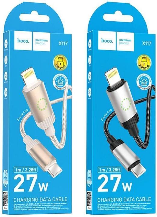 Immagine prodotto Hoco Cable Cable USB C to Lightning PD 27W 1 m X117 gold (1 m, USB 3.2 Gen 1, 27 W)