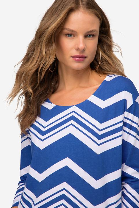 Immagine prodotto Laurasøn T-Shirt, oversized, Zacken Muster, U-Boot-Ausschnitt, 3/4-Ärmel (L)