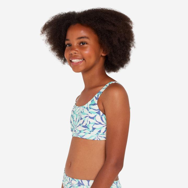 Produktbild Olaian Bikini-Oberteil Mädchen Bustier verstellbar 500 Nora violett geblümt (140)