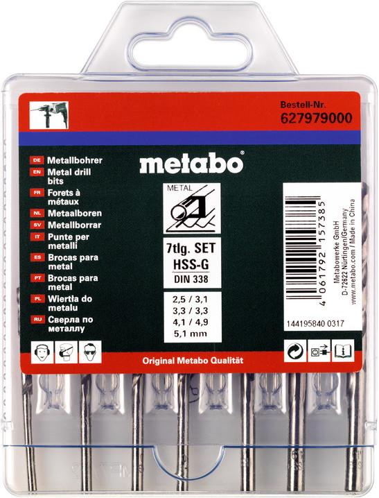 Actual product image Metabo HSS-G drill bit cassette (4.9 mm, 5.1 mm, 2.5 mm, 3.1 mm, 3.3 mm)