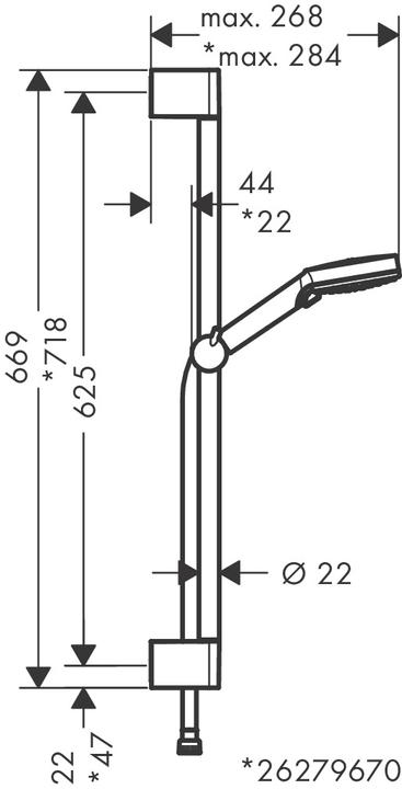 Produktbild hansgrohe Vernis Blend Duschset 100 Vario wassersparend mit Duschstange Crometta 65 cm