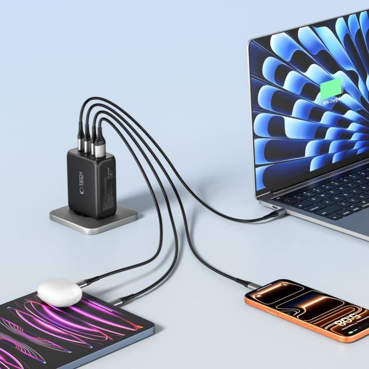 Image du produit Tech-Protect NC200W-GAN 4-PORT NETZLADEGERÄT PD 200W / QC3.0 SCHWARZ (200 W, 4 ports)
