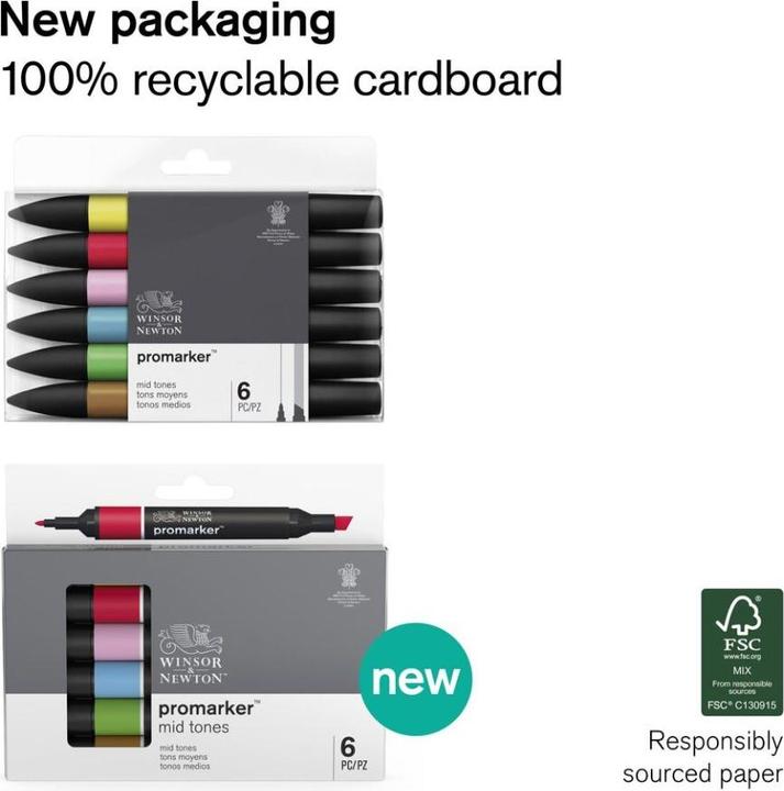 Actual product image Winsor & Newton 0290110 ProMarker, Professional layout marker - 2 tips, fine and wide for Zeic (6 x)