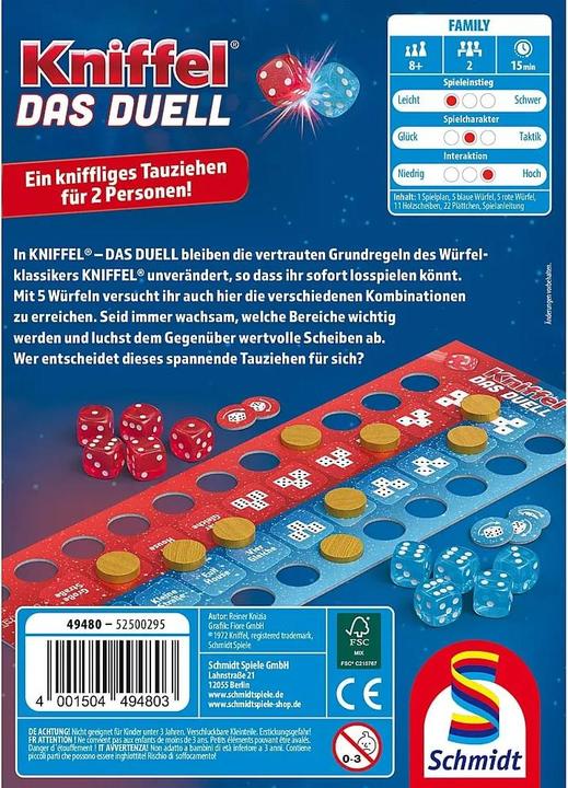 Actual product image Schmidt Spiele Kniffel: Das Duell (German, 2 Players)