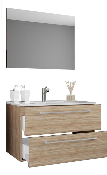 Produktbild VCM 3.-tlg. Waschplatz Set Badmöbel Badinos 2 Schubladen Spiegel