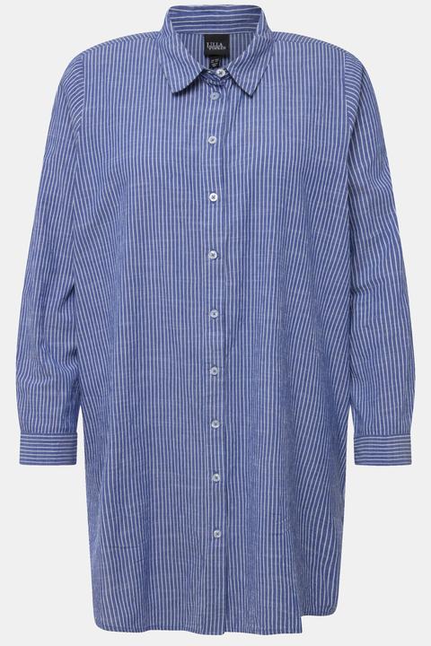 Actual product image Ulla Popken Pinstripe Button-Down Tunic Blouse (60)