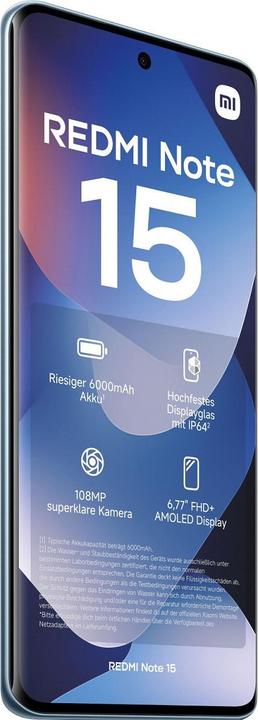 Actual product image Xiaomi Redmi Note 15 (128 GB, Glacier Blue, 6.77", Hybrid Dual SIM, 4G)