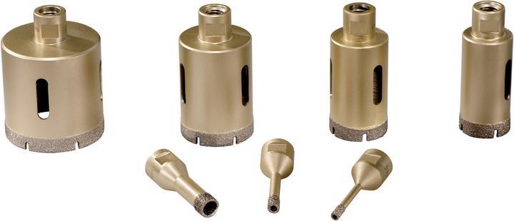 Actual product image Metabo Tile diamond core bit set Dry. 7-piece (6 mm, 8 mm, 14 mm, 35 mm, 40 mm, 50 mm, 68 mm)