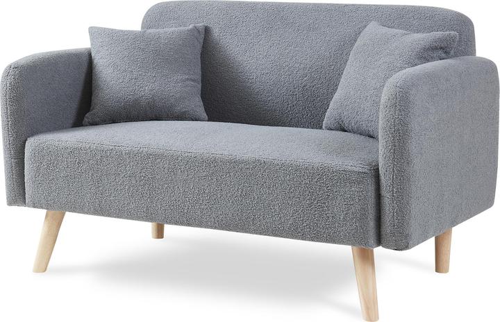 Produktbild En.Casa 2-Sitzer Sofa Midt 132x70x81 cm Bouclé Grau (2-Sitzer)