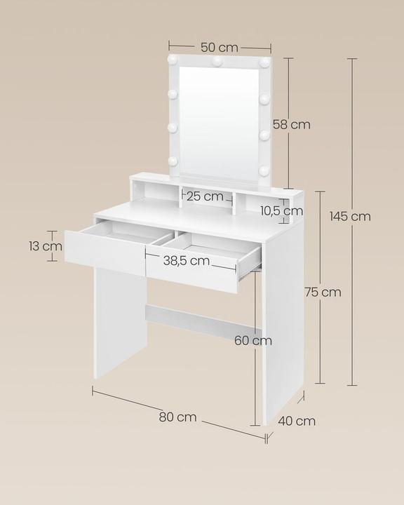 Image du produit Songmics Coiffeuse (80 x 40 x 145 cm)