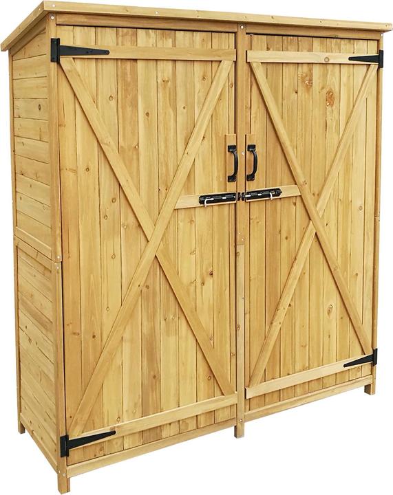 Wiltec Gartenhaus 2 Flügel Tür 1350x500x1540mm Fichtenholz Gerätehaus Bitumen