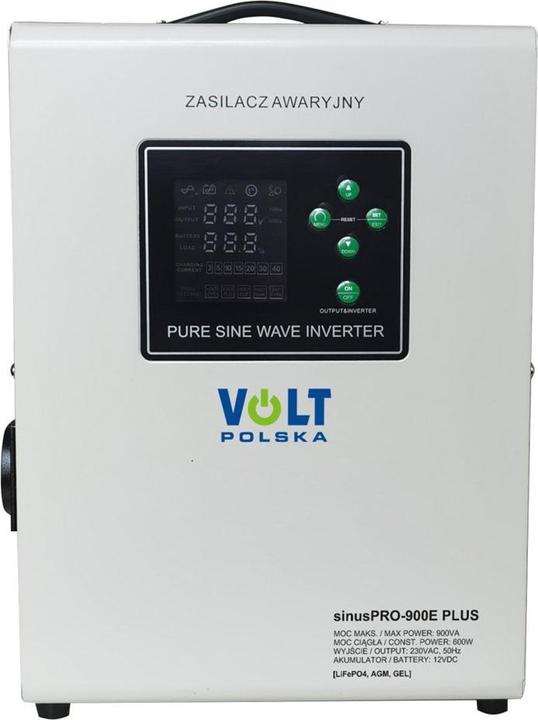 Produktbild Volt Polska Wechselrichter SINUSPRO 900E PLUS 12V 600/900W LiFePO4 MENU