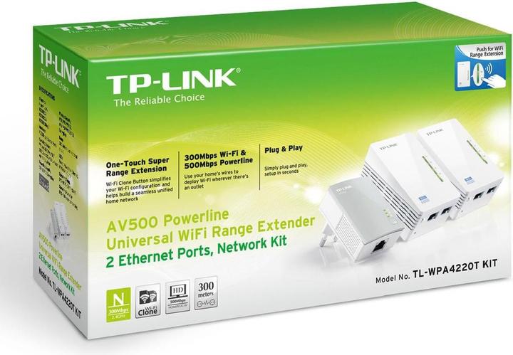 Image du produit TP-Link TPLINK TL-WPA4220TKIT AV600 2-PORT POWERLINE WIFI E LAN (KIT DA 3) (600 Mbit/s)