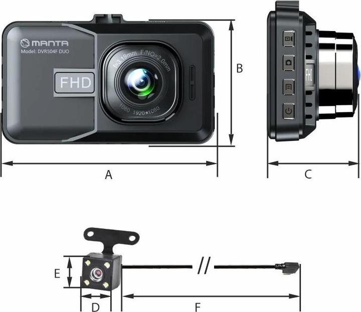 Produktbild Manta DVR504F DUO Black (Akku, Full HD)