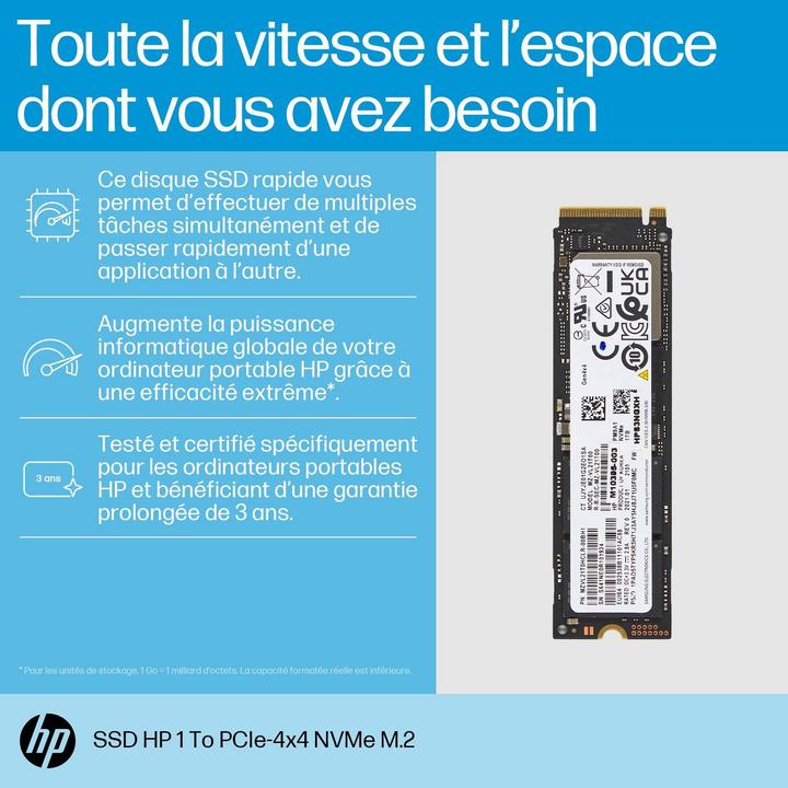 Image du produit HP 1TB PCIe4x4 NVMe M.2 SSD (1000 Go, M.2 2280)