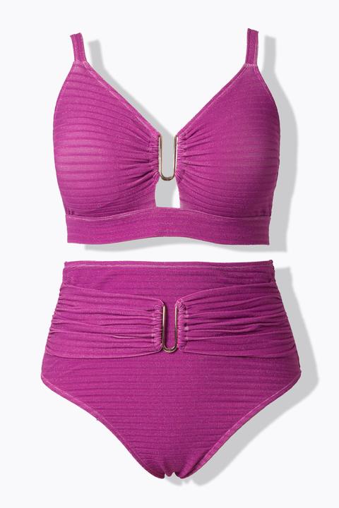 Actual product image Ulla Popken Sparkling Plunge Neck Bikini Set (54, 56)