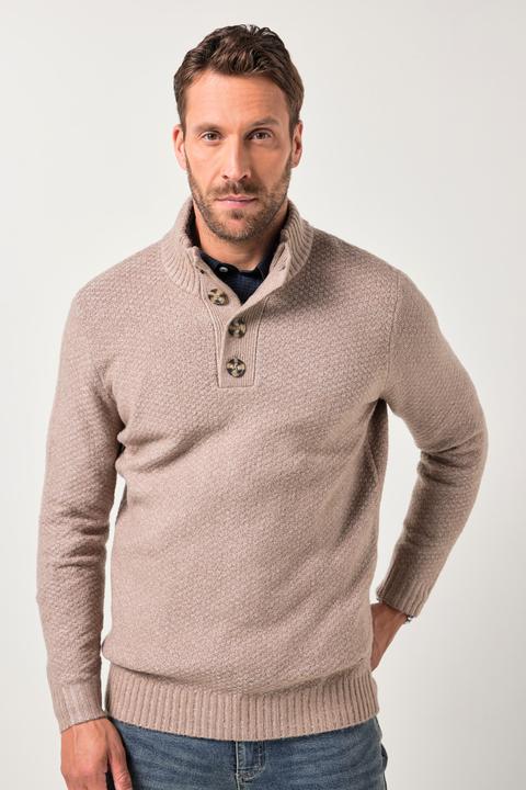 Produktbild JP1880 Stricktroyer, CashmereTouch Strukturstrick, Knopfkragen, bis 7 XL (4XL)