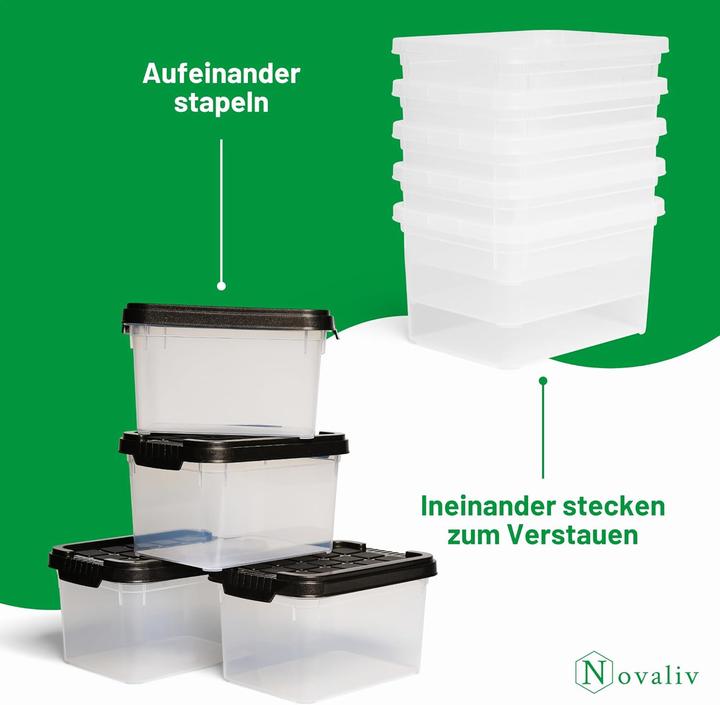 Image du produit Novaliv 8x Aufbewahrungsboxen mit Deckel klein 2 L Anthrazit Nestbar stapelbare Plastikboxen mit Cli (2 l)