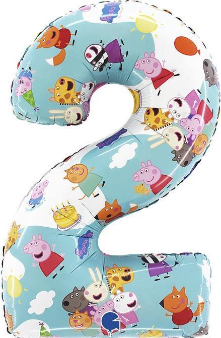 Grabo Balloons XL Peppa Pig numbers 2 balloon