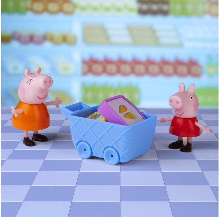 Actual product image Hasbro Peppa's Adventures Peppa goes shopping, preschool toy with 2 figures and 8 accessoi...