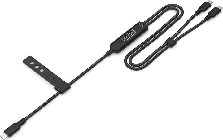 Image du produit Digitus USB-C 2in1 Ladekabel, 140W, 1,8m USB 2.0, Nylon-Mantel, schwarz (1.80 m, USB 2.0, 140 W)