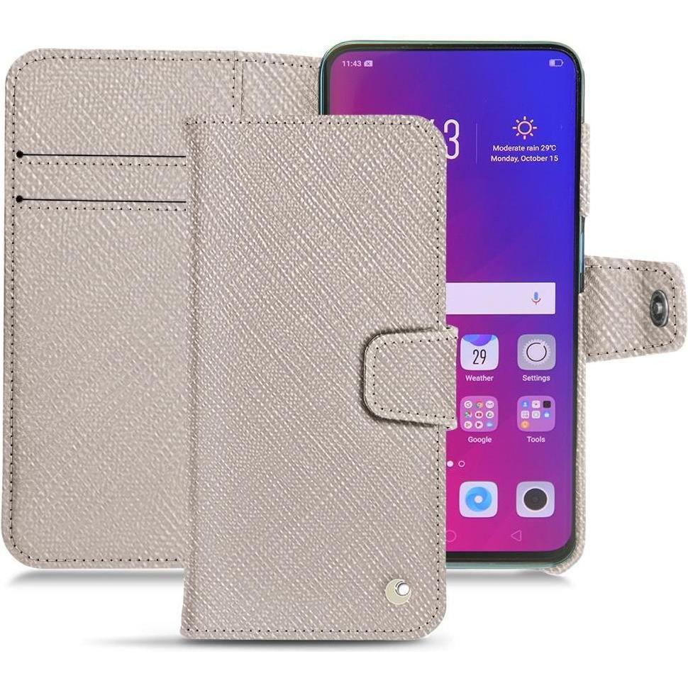 Noreve Lederschutzhülle Wallet (Oppo Find X), Smartphone Hülle, Beige