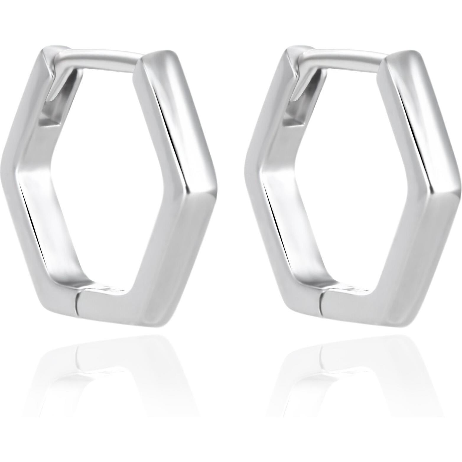 Agato, Orecchini, - Modern silver earrings Hexagon AGT-E226K